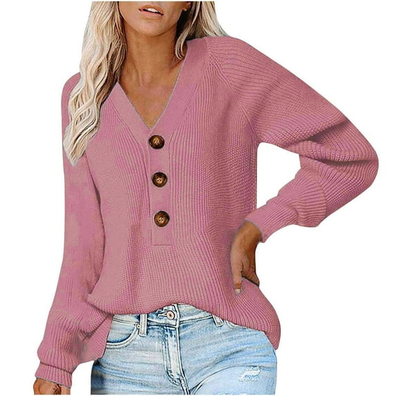 Aoochasliy Womens Sweaters Clothes Pullover Cardigan Soild Long Sleeve Pocket Knit V-neck Coat