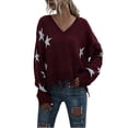thumbnail image 1 of Aoochasliy Womens Sweaters Clothes Pullover Cardigan Solid Color V-Neck Knit Tops, 1 of 5