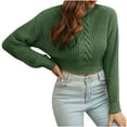 thumbnail image 1 of Aoochasliy Womens Sweaters Clothes Pullover Herringbone Three-dimensional Turtleneck Short Raglan Long-sleeved New, 1 of 6