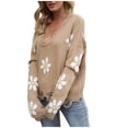 thumbnail image 1 of Aoochasliy Womens Sweaters Clothes Pullover Raglan Long Sleeves Cardigan Knitted Printing V-neck, 1 of 7