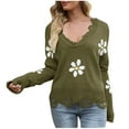 thumbnail image 1 of Aoochasliy Womens Sweaters Clothes Pullover Raglan Long Sleeves Cardigan Knitted Printing V-neck, 1 of 5
