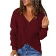 thumbnail image 1 of Aoochasliy Womens Sweaters Clothes Pullover Winter Solid Long Sleeve V-Neck Cardigan Tops, 1 of 7