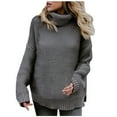 thumbnail image 1 of Aoochasliy Womens Sweaters Pullover Clothes Casual Solid Color Casual Thick Line Turtleneck, 1 of 7