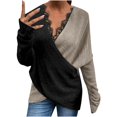 thumbnail image 1 of Aoochasliy Womens Sweaters Pullover Loose Christmas Tops Colorblock V-neck Cross Christmas Tops Casual Tops, 1 of 8