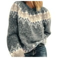 thumbnail image 1 of Aoochasliy Womens Sweaters Pullover Clothes O-Neck Leoaprd Printing Patchwork Knitted Sweater Warm Sweater, 1 of 3