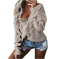 thumbnail image 1 of Aoochasliy Womens Sweaters Pullover Clearance Solid off Shoulder Pullover V-Neck Blouse Tops Sweater, 1 of 4