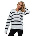 thumbnail image 1 of Aoochasliy Womens Sweaters Pullover Clearance V-Neck Zipper Hedging Casual Stripe Knitting Sweater Tops, 1 of 9