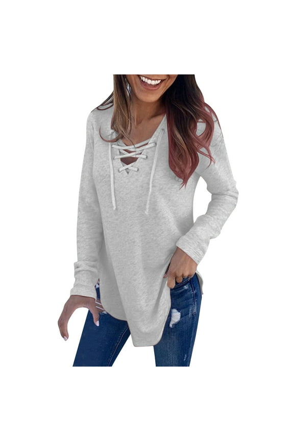 Womens Sweaters Pullover Winter Pullover V Neck Strap T-Shirt Tops Autumn Blouse