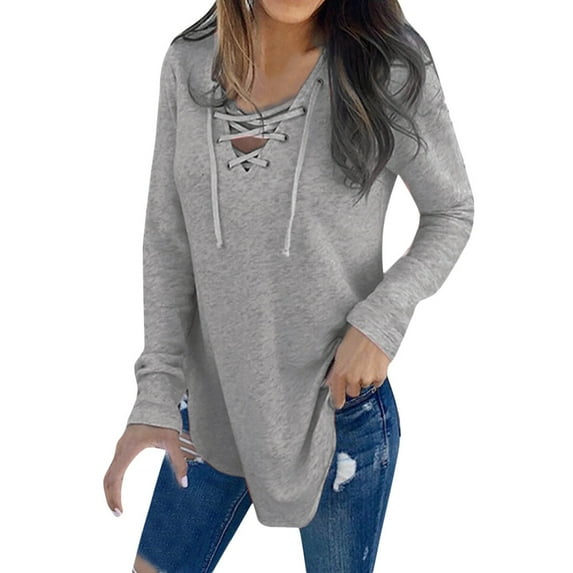 Aoochasliy Womens Sweaters Pullover Winter Pullover V Neck Strap T-Shirt Tops Autumn Blouse