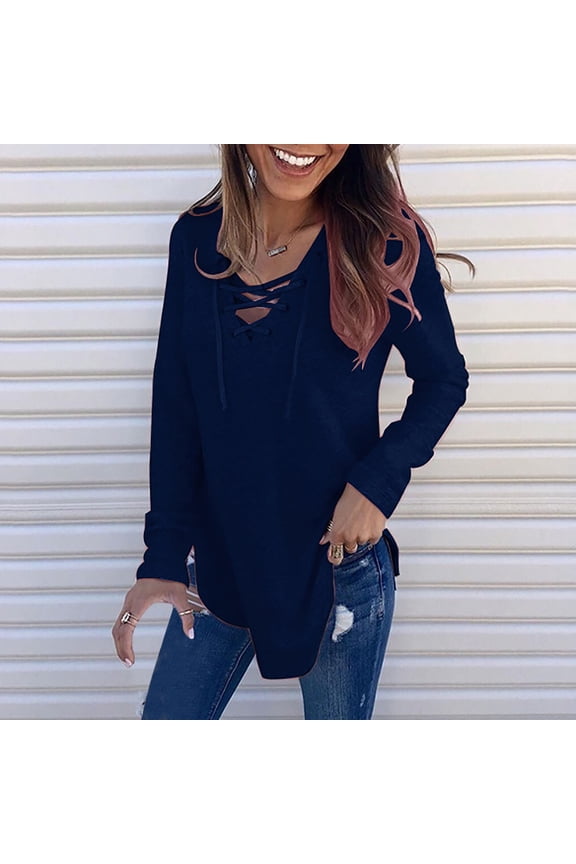 Womens Sweaters Pullover Clothes Winter Pullover V Neck Strap T-Shirt Tops Autumn Blouse