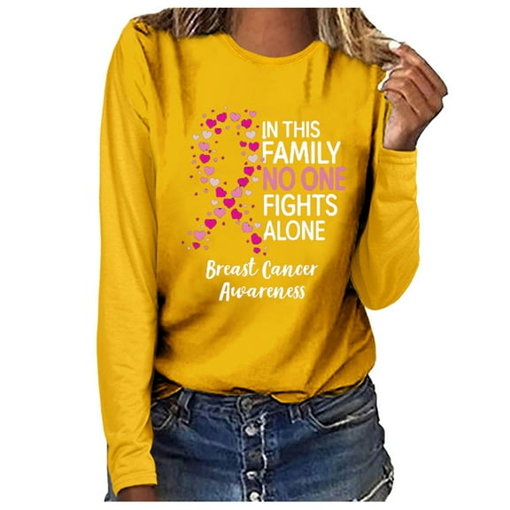 Aoochasliy Womens Sweaters Pullover Clothes Breast Cancer Tops Casual O-neck Sweatshirt Pullover Blouse