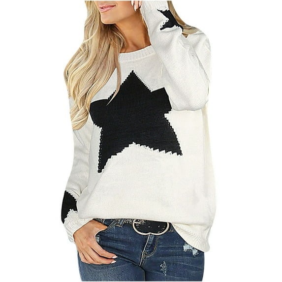 Aoochasliy Womens Sweaters Pullover Clothes Sweater Trendy Casual O-Neck Knitted Sweater Tops