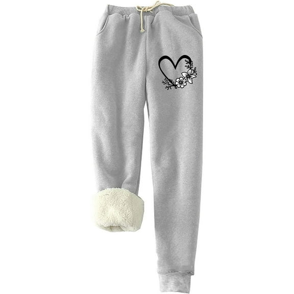 Aoochasliy Womens Thermal Pants Christmas Clothes Winter High Waist Stretchy Xmas Printing Loose Fleece Lined Sweatpants Athletic Active Sweatpants 2022