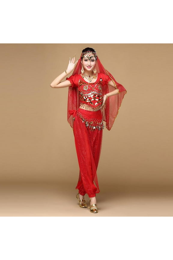 Womens Tops Summer Casual Belly Dance Outfit Costume India Dance Clothes Top+Pants