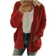 thumbnail image 1 of Aoochasliy Womens Winter Coat Plus Size Clothes Casual Plush Weater Pocket Outerwear Button Cardigan Coat Clothes, 1 of 9