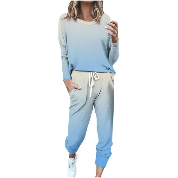 Aoochasliysweat Suits for Womens 2 Piece Clearance 2Pc Women Pure Color Suit Long Sleeve Leisure Pocket Home Sweatpants Sets