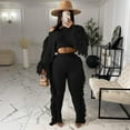 thumbnail image 1 of Aoochasliysweat Suits for Womens 2 Piece Women Trendy Casual Clothes Solid Color Two Piece Knitted Long Sleeve Tassel Outfits, 1 of 8