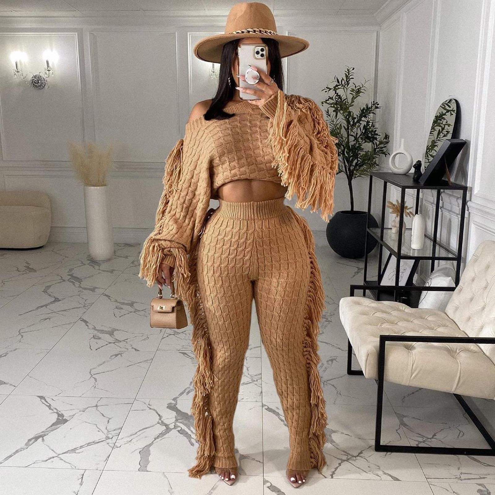 2 piece tassel outfit cheap