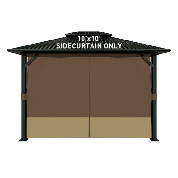 Aoodor 10' x 10' Gazebo Curtain Set Protecting Privacy Side Walls 4 Panels, Curtain Only - Brown and Khaki