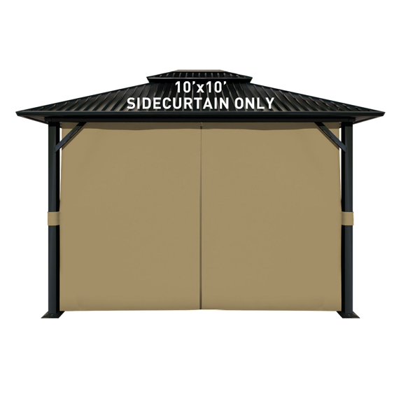 Aoodor 10' x 10' Gazebo Curtain Set Protecting Privacy Side Walls 4 Panels, Curtain Only - Khaki