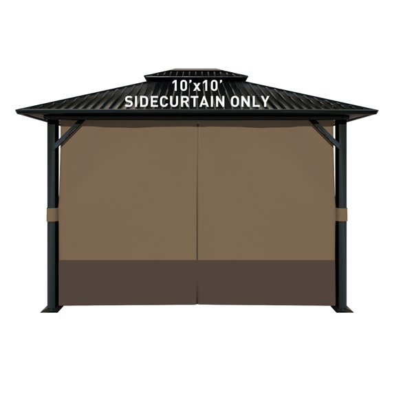 Aoodor 10' x 10' Gazebo Curtain Set Protecting Privacy Side Walls 4 Panels, Curtain Only - Light Coffee and Coffee
