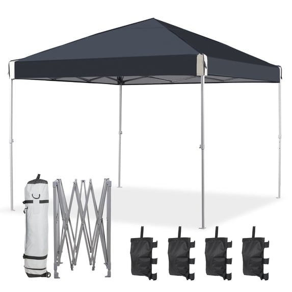 Aoodor 10' x 10' Pop-Up Canopy Tent with Roller Bag, Outdoor Portable Instant Shade-Black