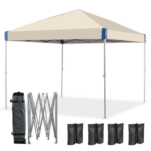 Aoodor 10' x 10' Pop-Up Canopy Tent with Roller Bag, Outdoor Portable Instant Shade-Brown