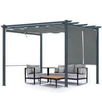 Aoodor 10 x 10 ft. Outdoor Pergola with Retractable Canopy and Sunshade Roller Curtains, Aluminum Frame Grape Trellis Pergola for Patio Backyard and Deck - Gray