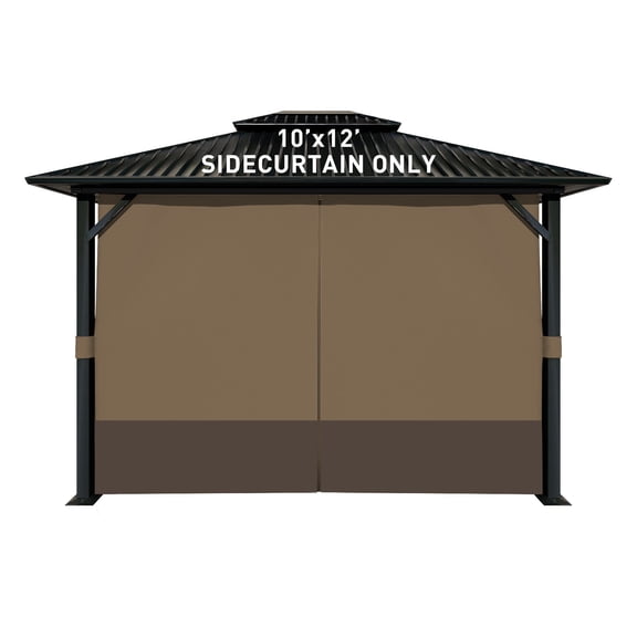 Aoodor 10' x 12' Gazebo Curtain Set Protecting Privacy Side Walls 4 Panels, Curtain Only - Light Coffee and Coffee