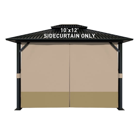 Aoodor 10' x 12' Gazebo Curtain Set Protecting Privacy Side Walls 4 Panels, Curtain Only - Sand Yellow and Khaki