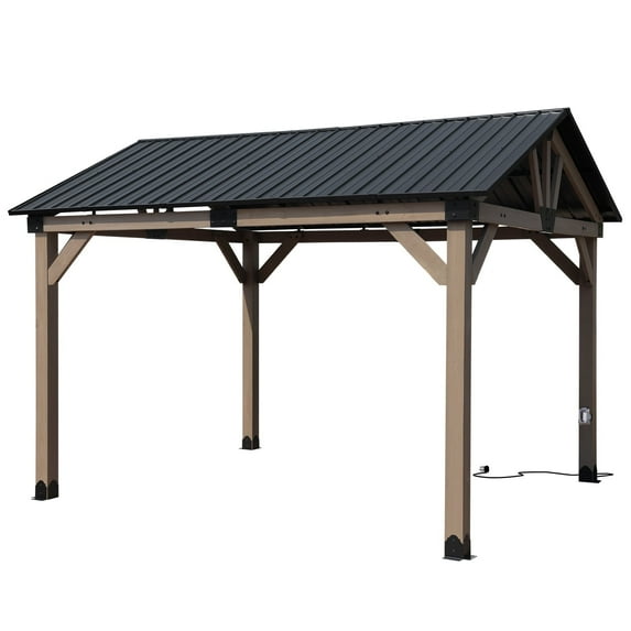 Aoodor 10'x12' Hardtop Gazebo - Galvanized Metal Roof & Built-in Outlets