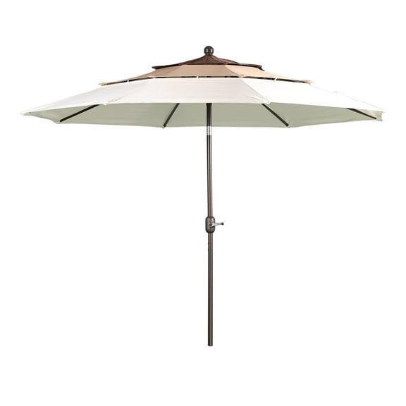 Aoodor 10ft 3-Tier Patio Umbrella, Outdoor Table Market Umbrella Tilt Adjustment and Crank