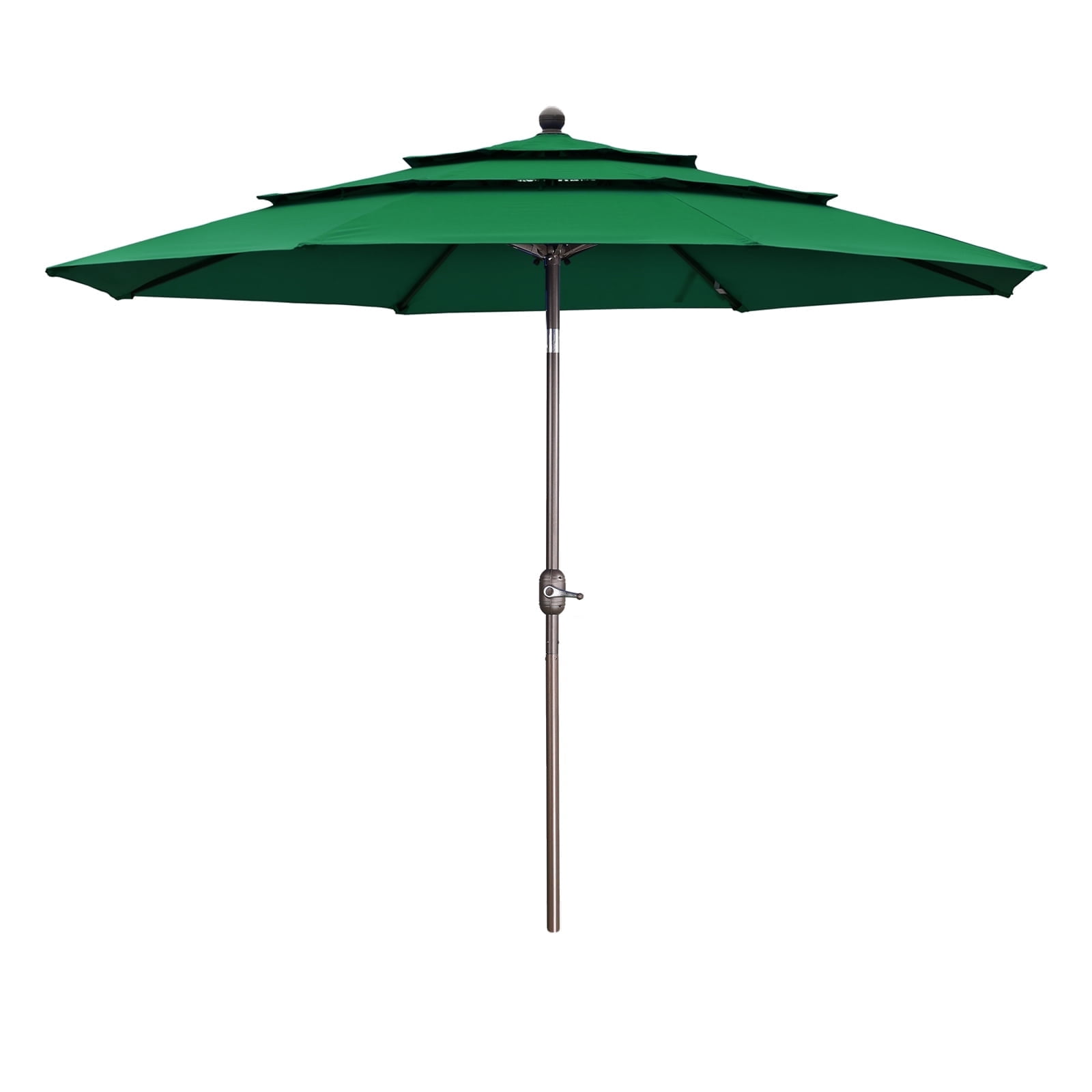 Aoodor 10ft 3-Tier Patio Umbrella, Outdoor Table Market Umbrella Tilt Adjustment and Crank - Green