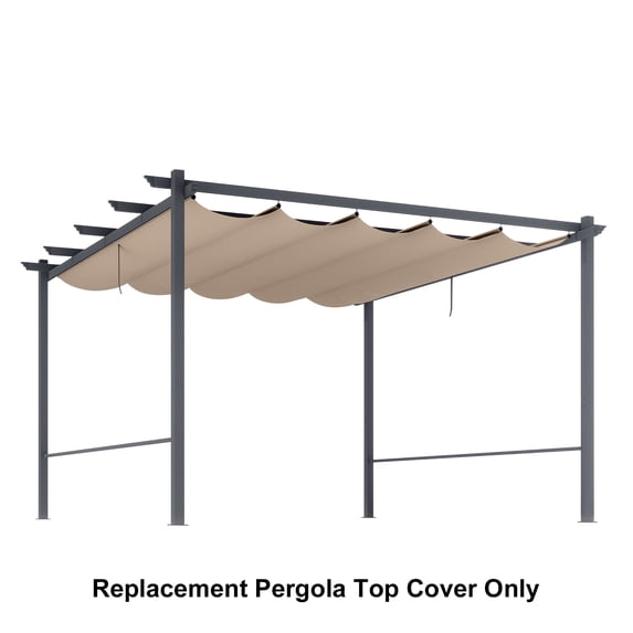 Aoodor 10x12FT Pergola Replacement Canopy- Retractable Sun Shade Cover with Water-Resistant & UPF 50+ UV Blocking for Outdoor Patio, Brown