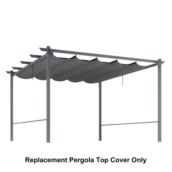 Aoodor 10x13FT Pergola Replacement Canopy- Retractable Sun Shade Cover with Water-Resistant & UPF 50+ UV Blocking for Outdoor Patio, Gray
