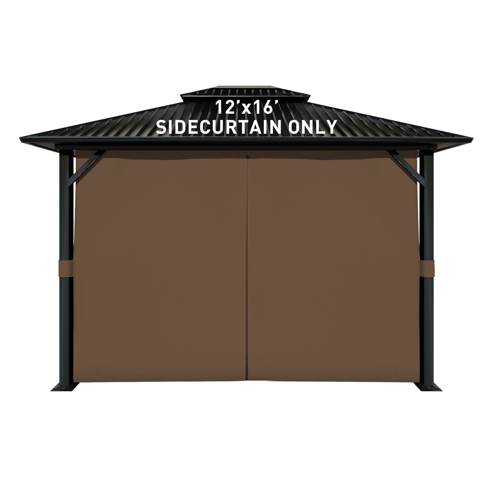 Aoodor 12' x 16' Gazebo Curtain Set Protecting Privacy Side Walls 4 Panels, Curtain Only - Brown