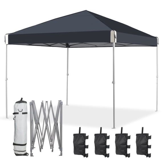 Aoodor 12'x12' Pop-Up Canopy Tent with Roller Bag, Outdoor Portable Instant Shade-Black
