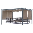 thumbnail image 1 of Aoodor 13 x 10 ft Outdoor Pergola with Retractable Shade Canopy, Dark Gray Matte Aluminum Frame, 4 Pieces Roller Shade Curtain, Grape Trellis Pergola for Patio Backyard and Deck - Brown, 1 of 8
