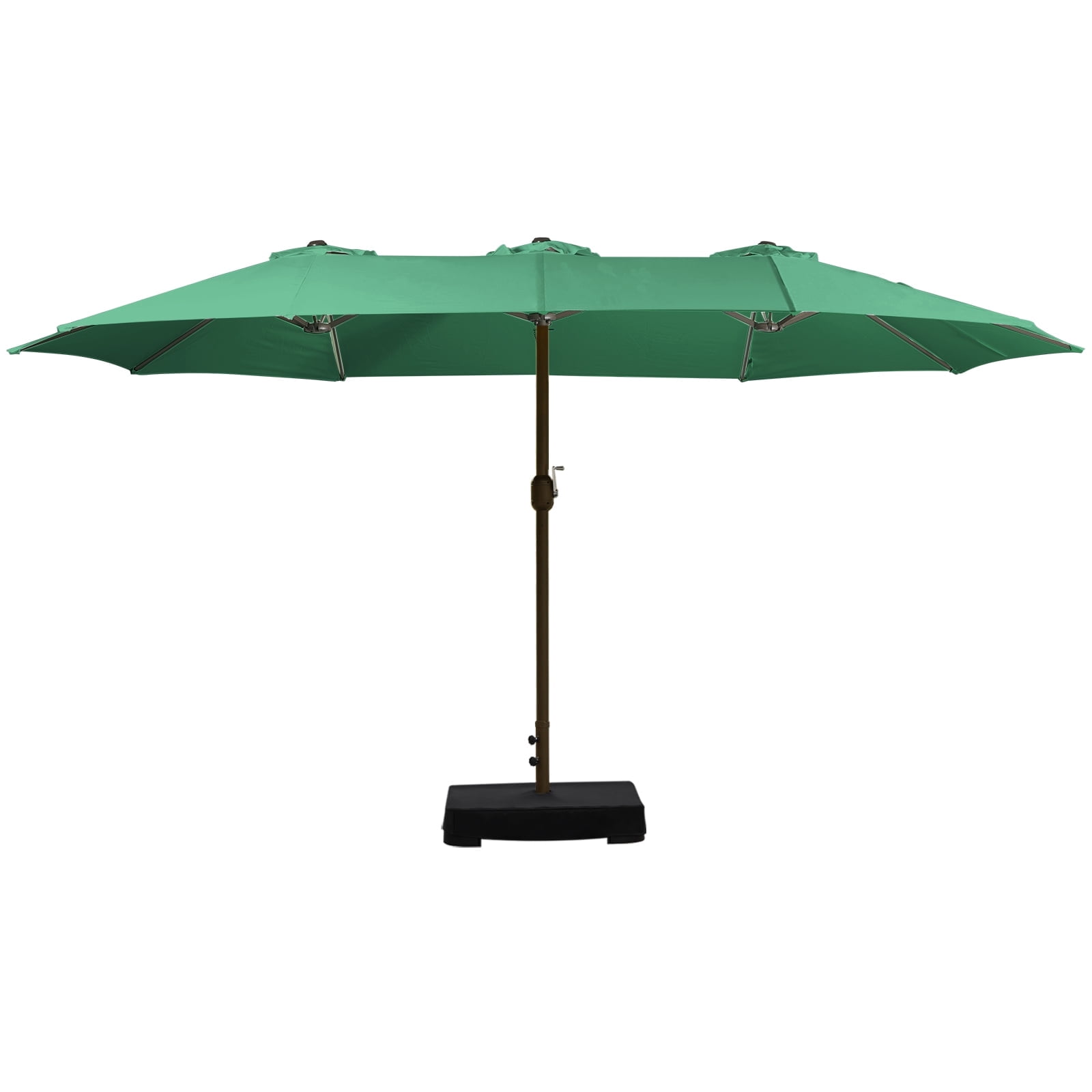 Aoodor 15ft Large Patio Umbrella with Base Stand, Outdoor Double-Sided Rectangle Umbrella - Green