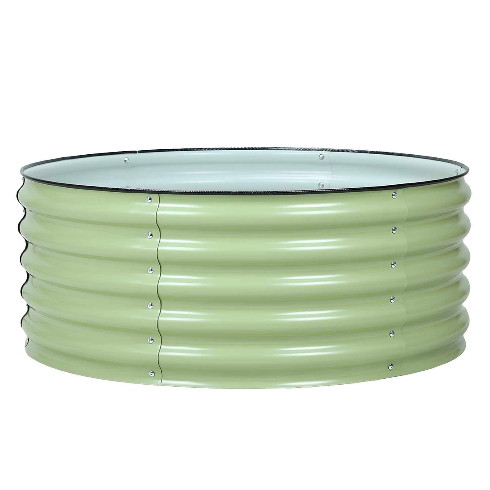 Aoodor 17'' Tall Aluzinc Metal Raised Garden Bed 42'' Round - Outdoor Open-Ended Base Garden Planter Box for Vegetable, Flower, Herb -Green