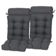 thumbnail image 1 of Aoodor  2 Pcs High Bcak Rocking Chair Cushion for Outdoor Indoor, Water Resistant & Fade Resistant Polyester Patio Adirondack Chair Cushion with Straps, 18" x 47", Dark Gray, 1 of 9