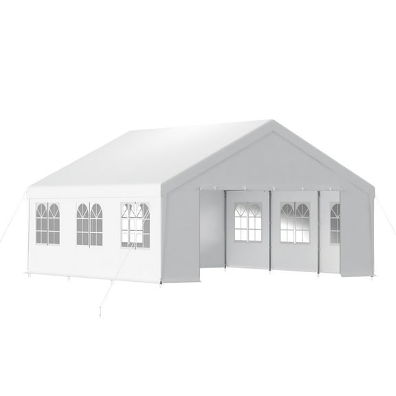 Aoodor 20 x 20 ft. Marquee Party Tent with Church Window Sidewalls ,Waterproof Pavillion Tent ,Outdoor Event Tent,Wedding Party Tent - White