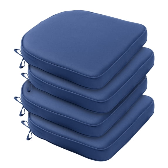 Aoodor Outdoor Chair Pads, 20"W x 19"D Patio Seat Cushion Set of 4, Fade-Resistant Polyester, Navy Blue