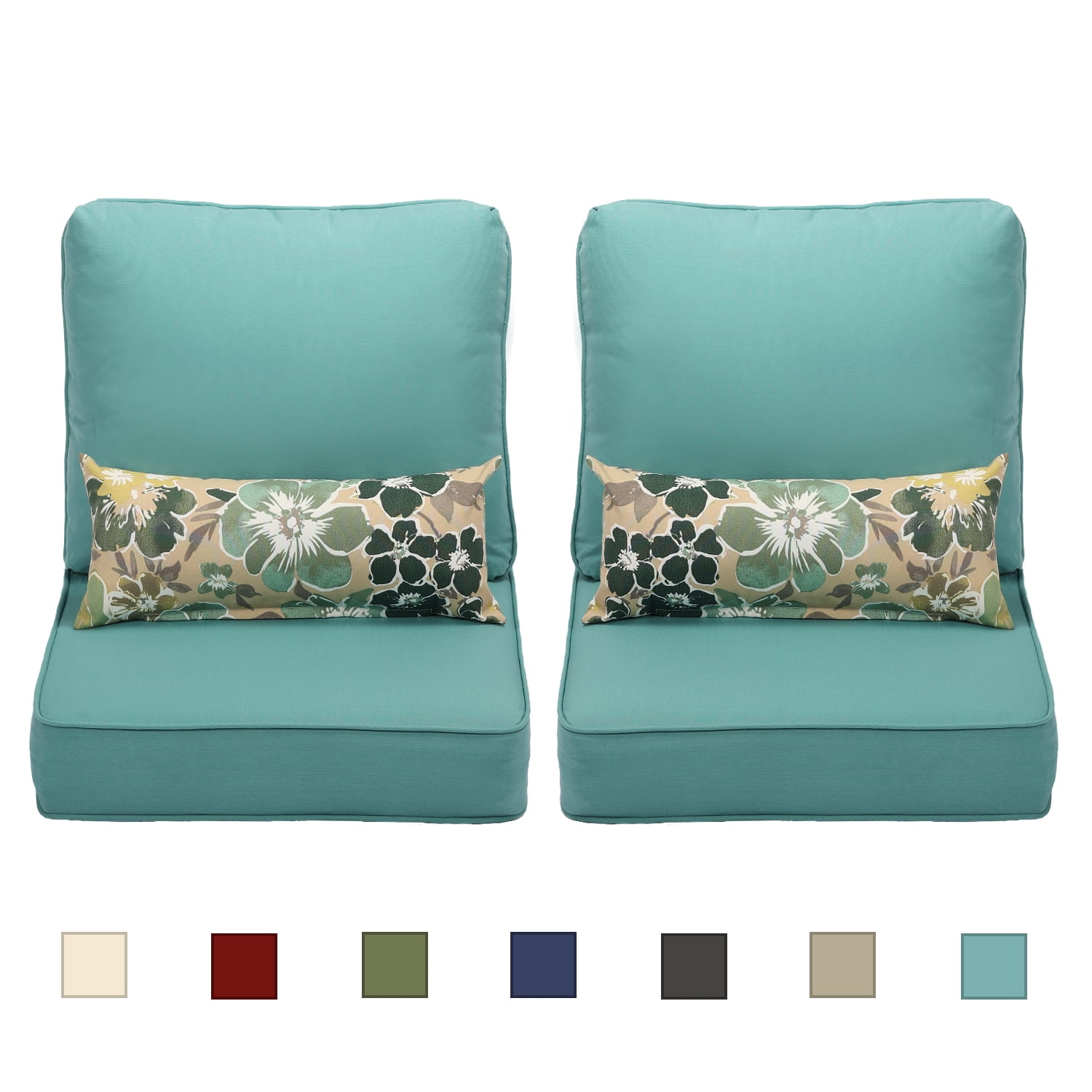 Aoodor Outdoor Deep Seat Chair Seating Cushion 22 x 24 Olefin Fabric Sponge Blue 6 Piece