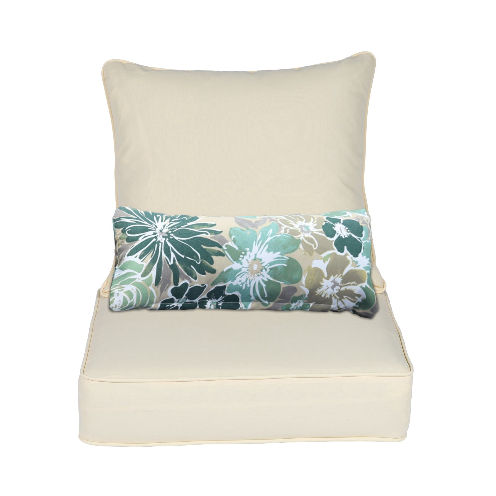 Aoodor 22" x 24" Patio Chair Cushions Set, Memory Foam Outdoor Deep Seat Cushions (1 Seat, 1 Back, 1 Lumbar Pillow) - Cream Yellow