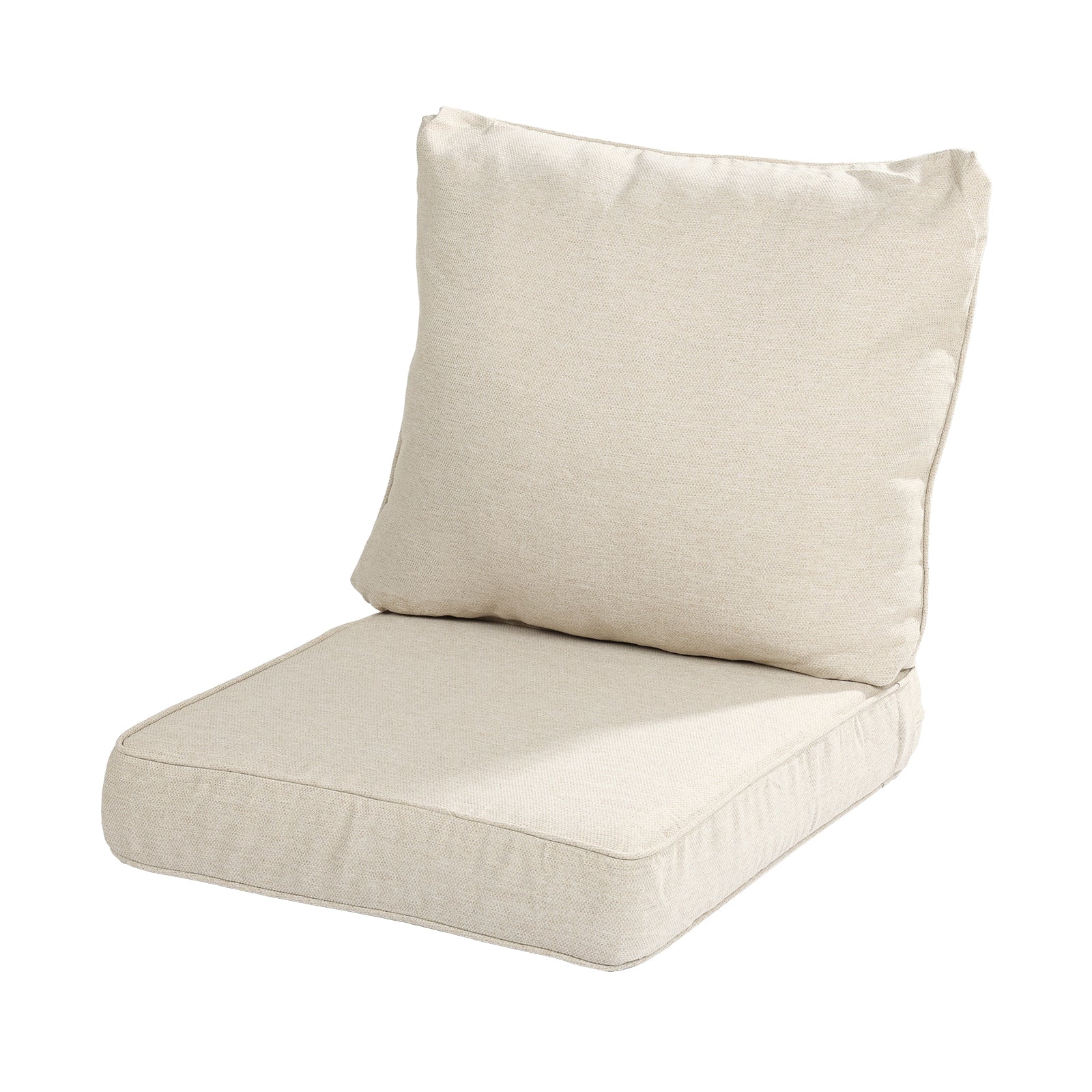 Aoodor 24 x 24 Inch Outdoor Seat Cushion, Water-Resistant & Fade Resistant Deep Seat and Back Cushion with Removable Cover for Patio Furniture Chair, Sofa and Couch, Cream Beige