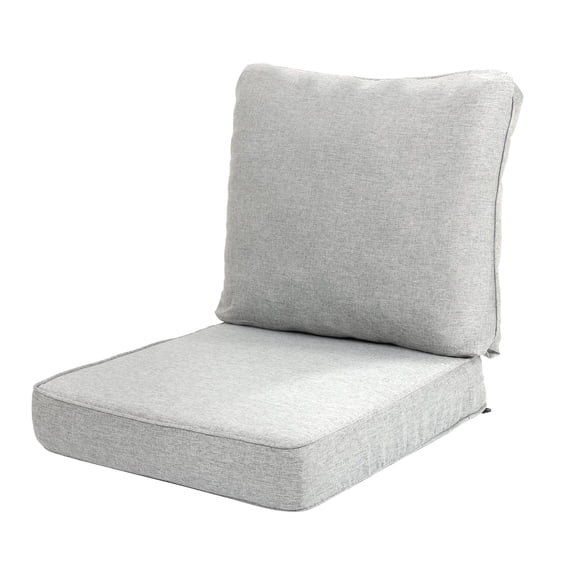 Aoodor 24 x 24 Inch Outdoor Seat Cushion, Water-Resistant & Fade Resistant Deep Seat and Back Cushion with Removable Cover for Patio Furniture Chair, Sofa and Couch, Light Gray