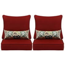 Aoodor 24'' x 24'' Outdoor Deep Seat Chair Cushion Set, Olefin Fabric Slipcover and Sponge Foam (Set of 2 Seats, 2 Backs, 2 Pillows)