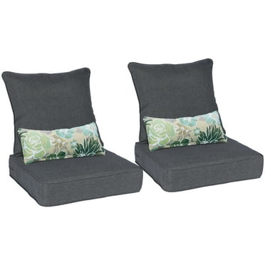 Aoodor 24'' x 24'' Outdoor Deep Seat Chair Cushion Set, Olefin Fabric Slipcover and Sponge Foam (Set of 2 Seats, 2 Backs, 2 Lumbar Pillows)