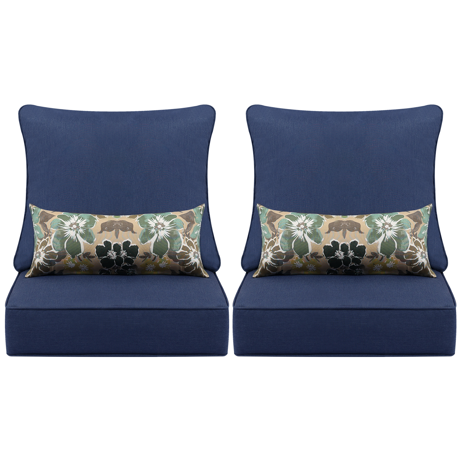 Outdoor 2 Pack Deep Seat Chair Patio Cushions Memory Foam 24"X22"X4